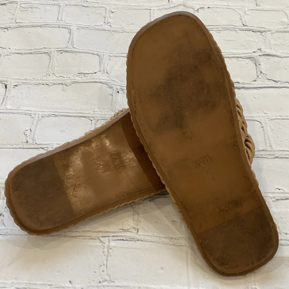Zara Low Heel Knotted Braid Slide Sandal - Picture 12 of 16